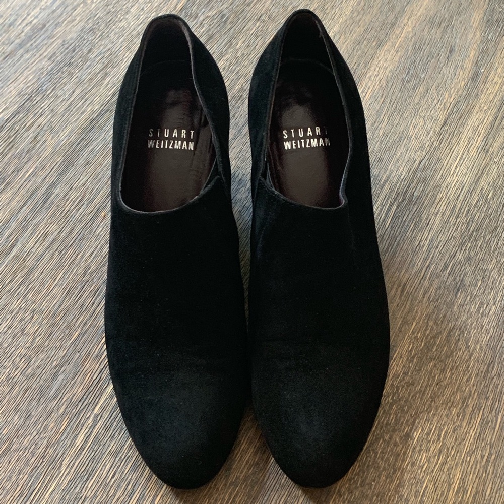 Stuart Weitzman Black Suede Low-heel Ankle Booties